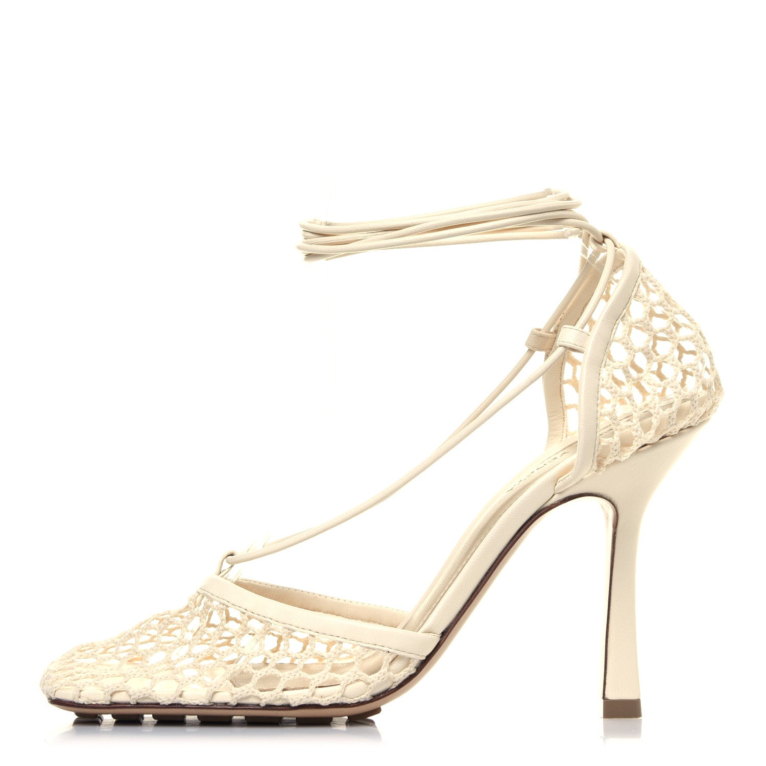 Bottega Veneta Mesh Nappa Stretch Ankle Tie Sandals 38 White 2 of 16