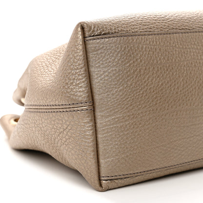 Gucci Metallic Pebbled Calfskin Medium Soho Chain Shoulder Bag Golden Beige 9 of 13