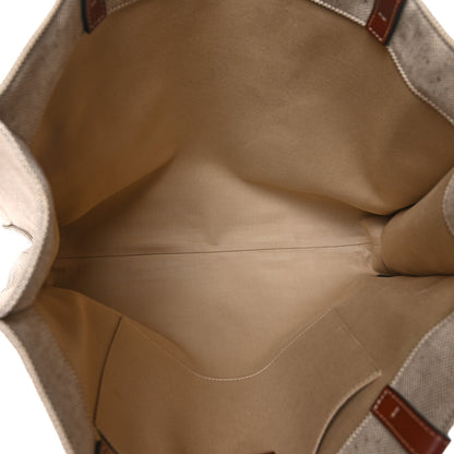 Chloe Cotton Calfskin Large Woody Ribbon Tote White Brown 5 of 10