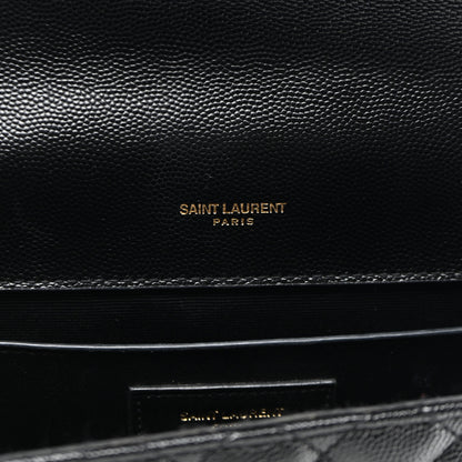 Saint Laurent Grain De Poudre Textured Mixed Matelasse Triquilt Medium Monogram Satchel Black 6 of 11