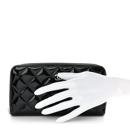 Chanel Patent Quilted Large Gusset Zip Around Wallet Black 2 of 9