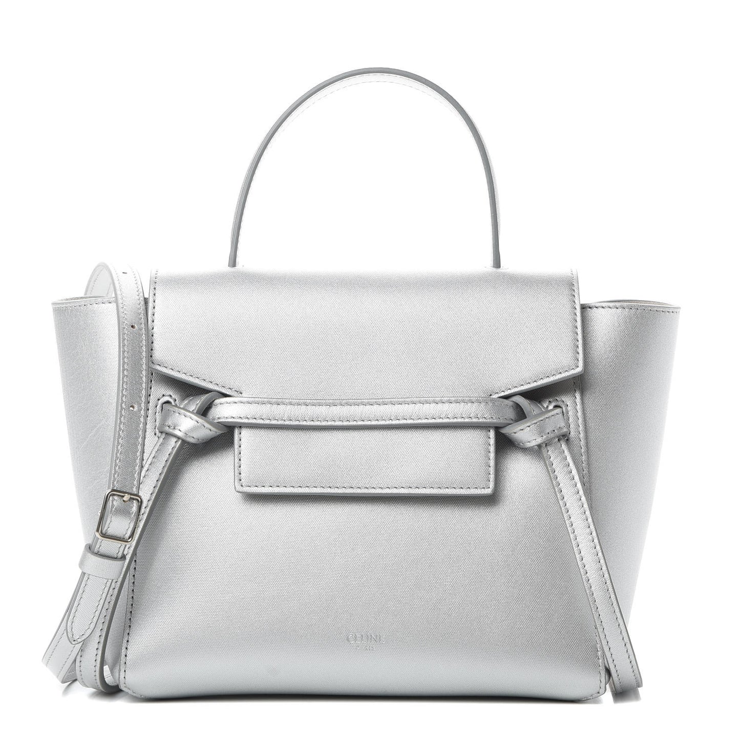 Laminated Calfskin Nano Belt Bag Silver