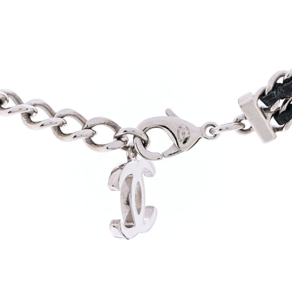 Chanel Lambskin CC Chain Choker Necklace Silver Black Silver Black 6 of 7