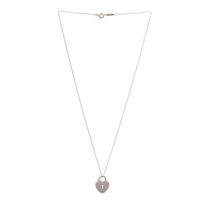 Tiffany 18K Rose Gold Diamond Heart Lock Pendant Necklace 3 of 6