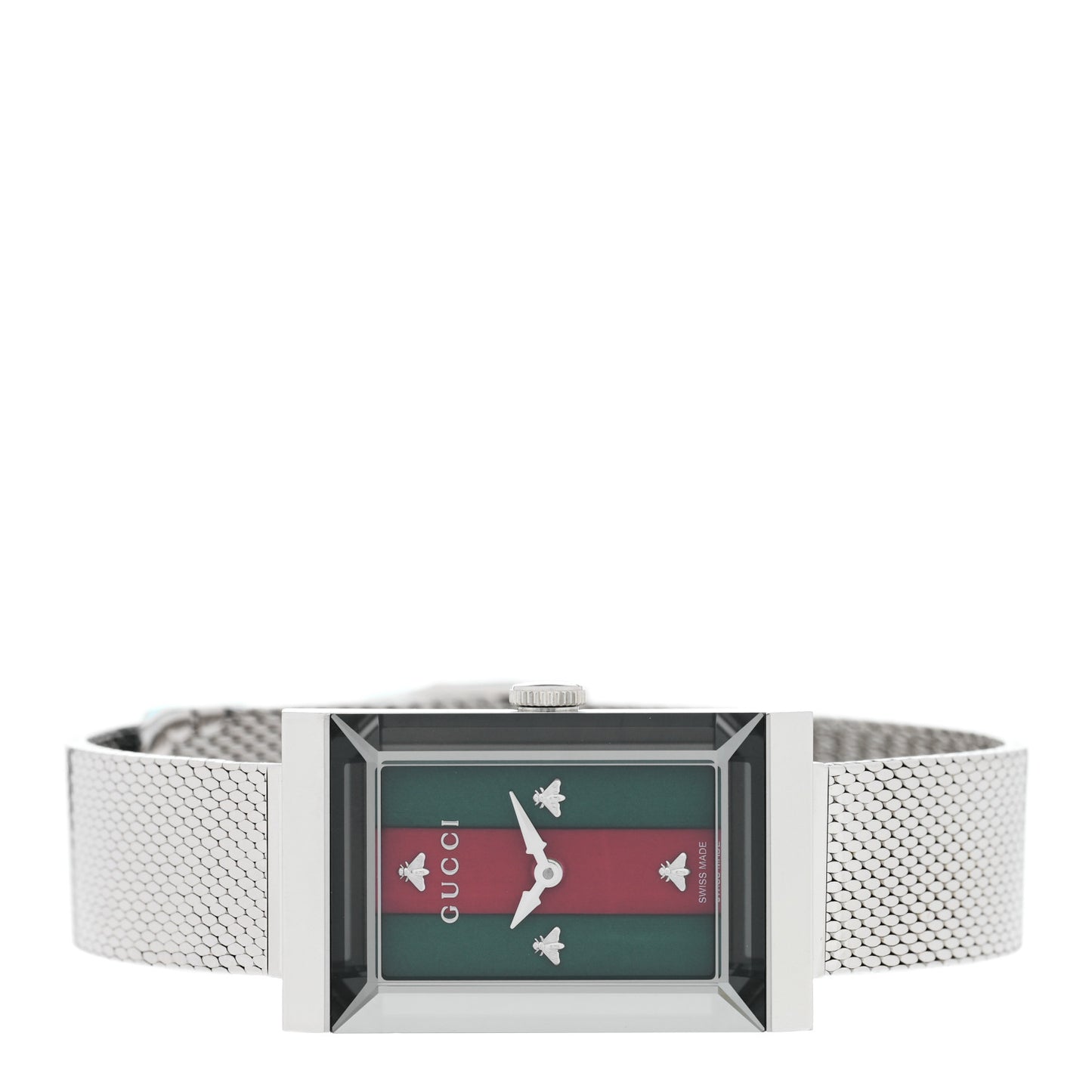 Stainless Steel 14mm Web G-Frame Quartz Watch Green