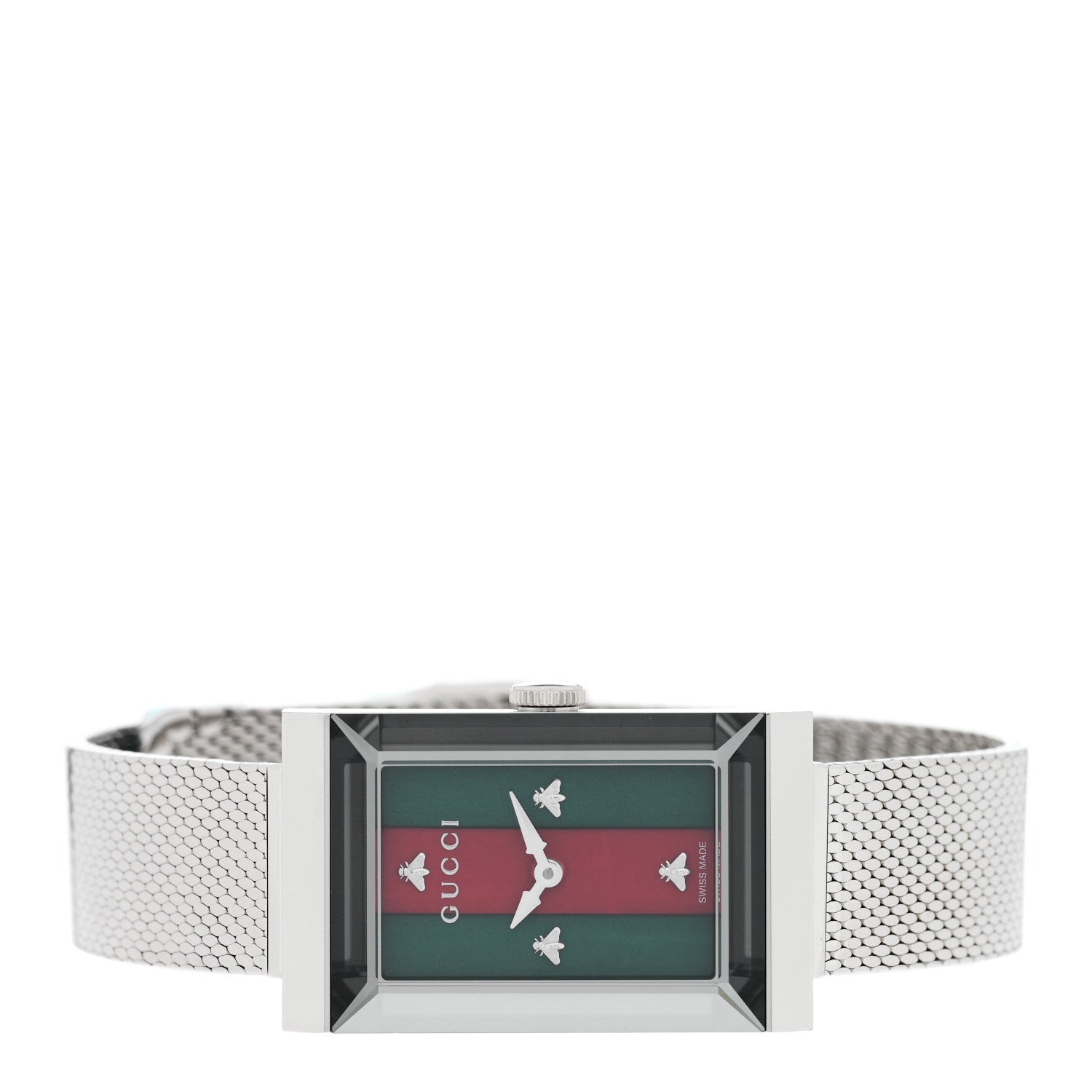 Gucci Stainless Steel 14mm Web G-Frame Quartz Watch Green 2 of 4