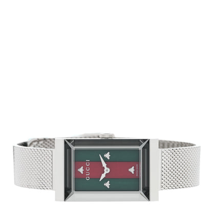 Gucci Stainless Steel 14mm Web G-Frame Quartz Watch Green 2 of 4