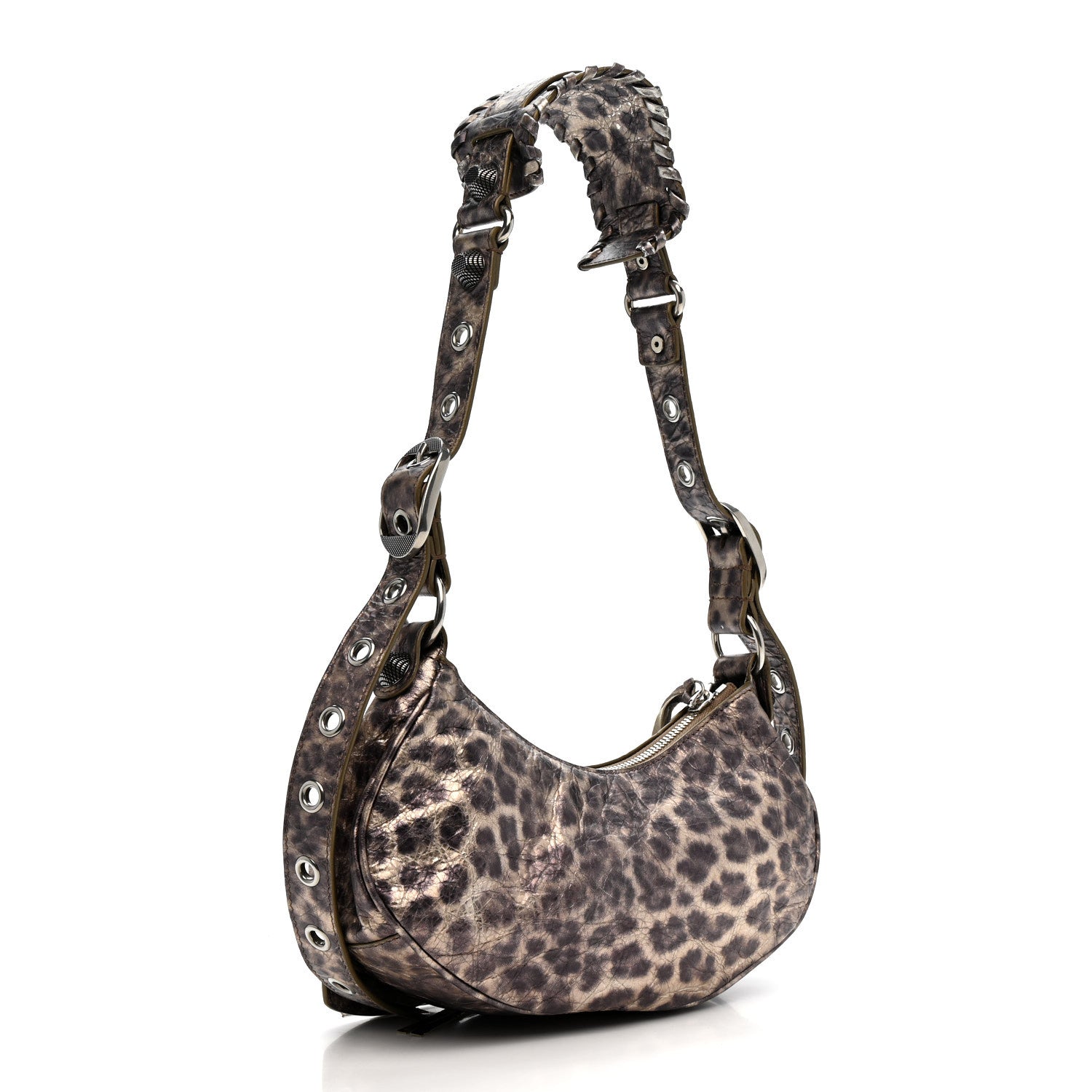 Balenciaga Metallic Agneau Arena Leopard Le Cagole Shoulder Bag XS Brown 4 of 12