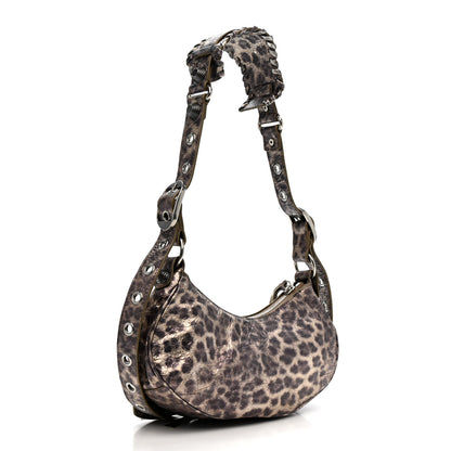 Balenciaga Metallic Agneau Arena Leopard Le Cagole Shoulder Bag XS Brown 4 of 12
