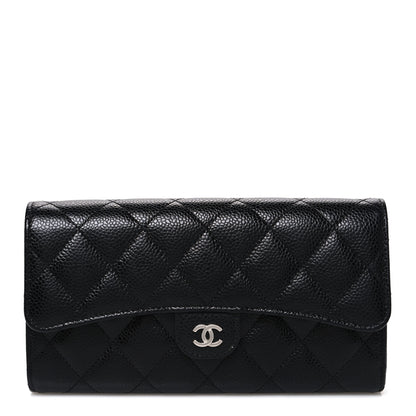 Chanel Caviar Quilted Large Gusset Flap Wallet Black 1 of 8