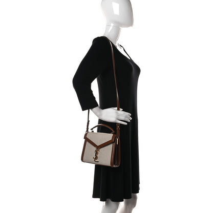 Saint Laurent Canvas Calfskin Mini Classic Monogram Cassandra Top Handle Tan Natural 2 of 10