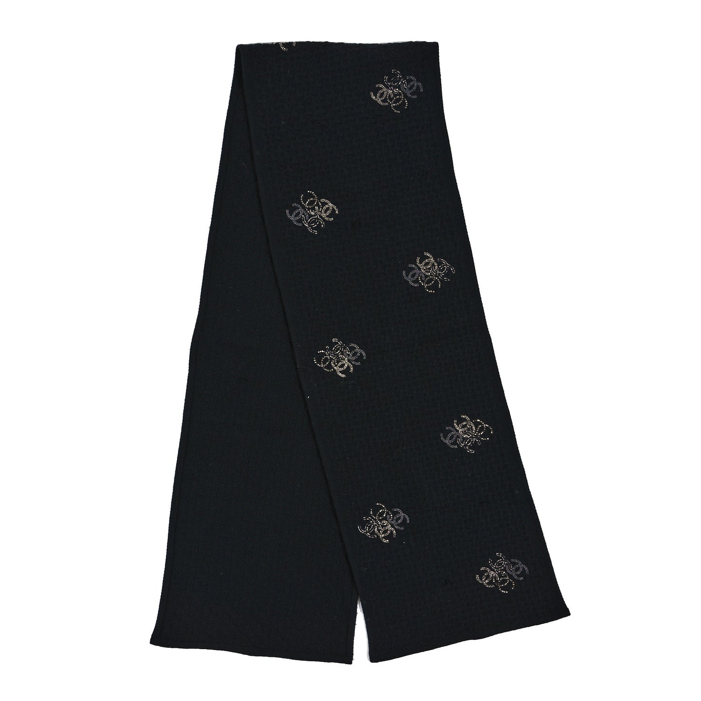 Cashmere Crystal Logo Scarf Black