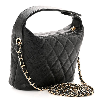Chanel Caviar Quilted Hobo Clutch With Chain Black 3 of 10