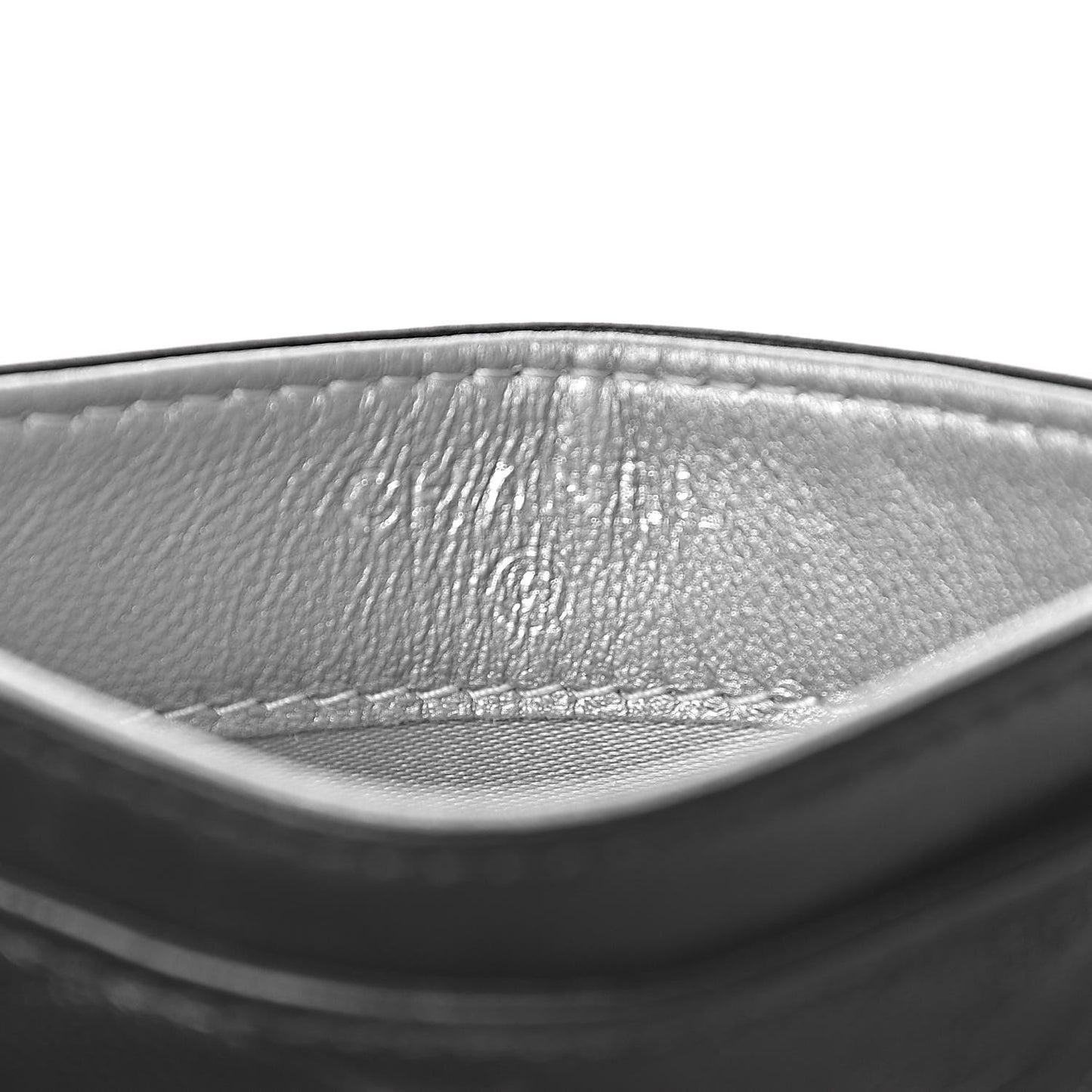 Lambskin Camellia Embossed Card Holder Black