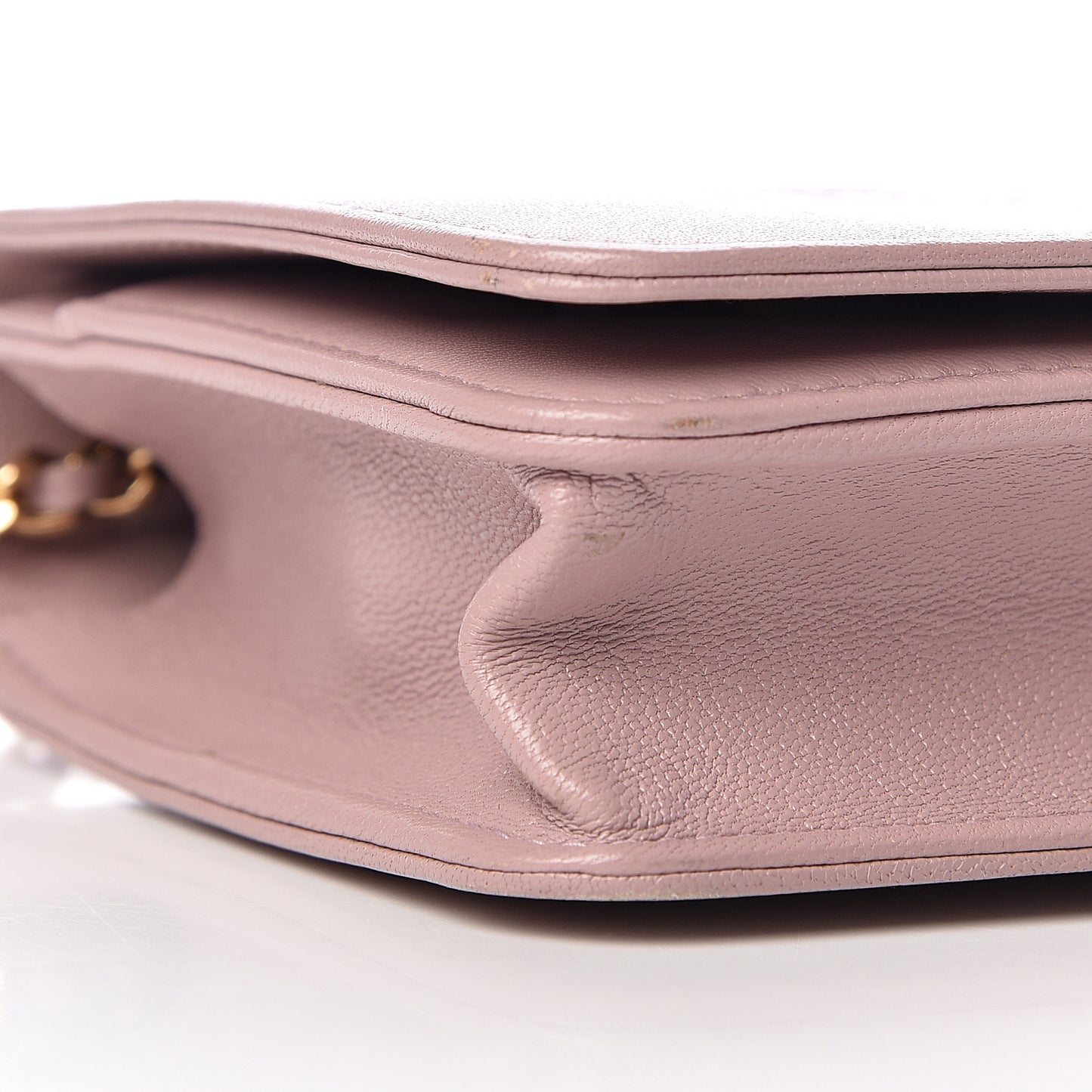 Sheepskin Quilted Mademoiselle Vintage Wallet On Chain WOC Pink