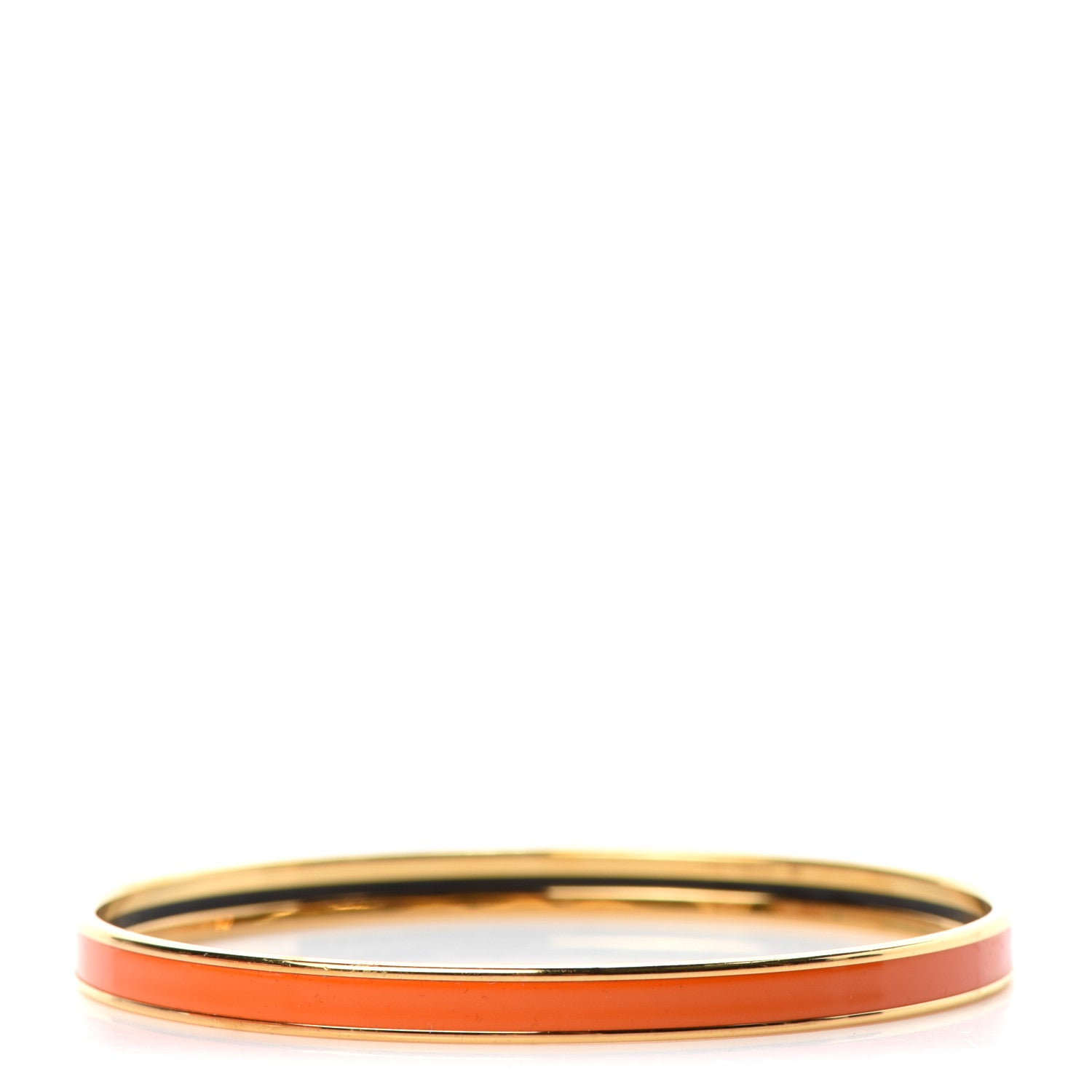 Hermes Enamel Printed Extra Narrow Plain Bracelet 70 Orange 1 of 5