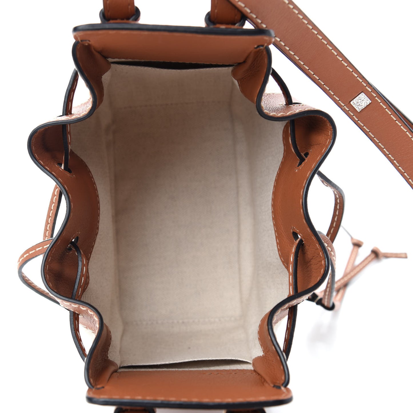 Calfskin Canvas Mini Hammock Shoulder Bag Natural Tan