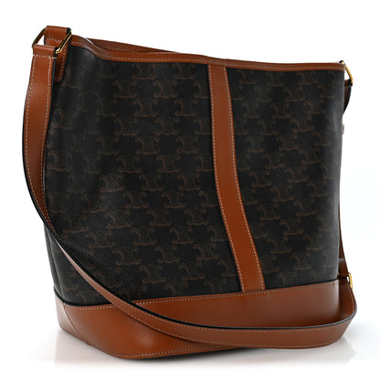 Celine Triomphe Canvas Calfskin Medium Bucket Bag Tan 2 of 12