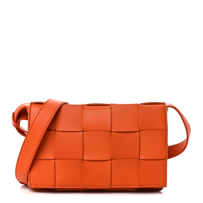 Bottega Veneta Lambskin Maxi Intrecciato Cassette Crossbody Bag Orange 1 of 12
