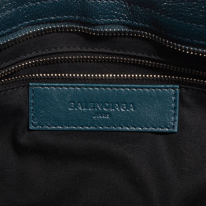 Balenciaga Shiny Goatskin Silver Metallic Edge Hardware City Bleu Paon 8 of 12