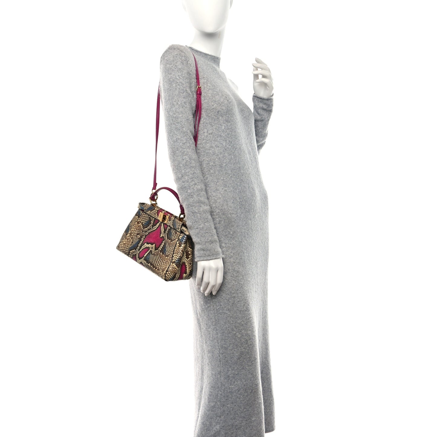 Snakeskin Mini Peekaboo Iconic Satchel Daisy Roccia Magenta
