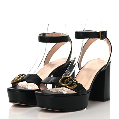 Gucci Calfskin GG Marmont Ankle Wrap 30/85mm Platform Sandals 39 Black 3 of 9