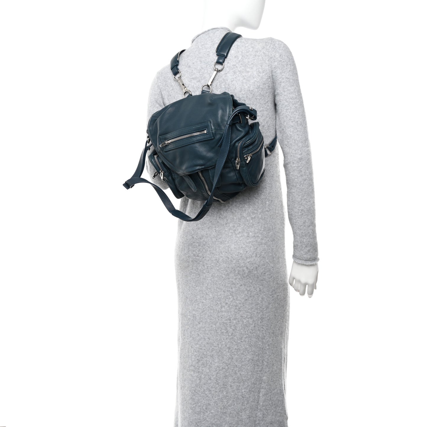 Lambskin Mini Marti Backpack Petrol Rhodium Hardware