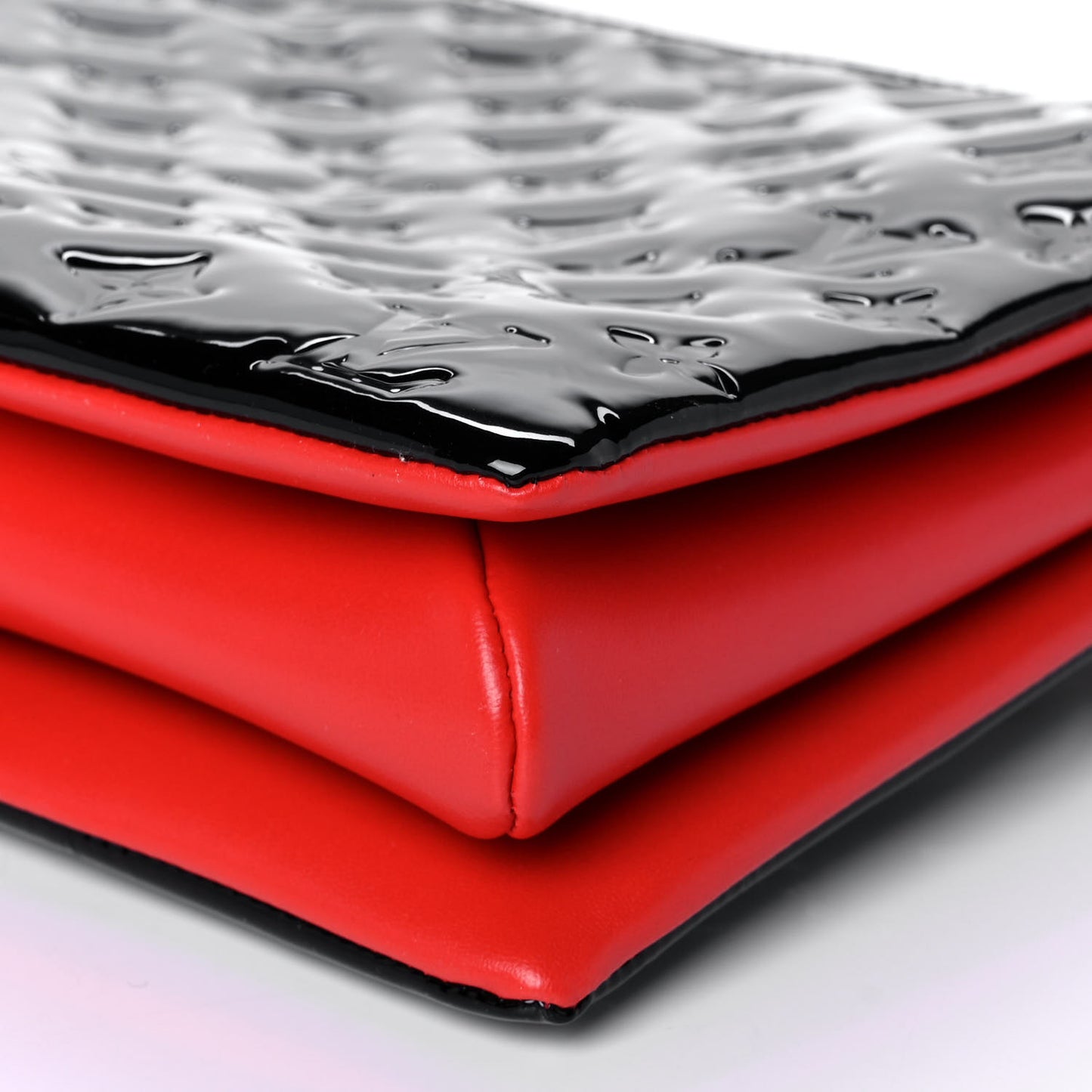 Patent Embossed Monogram Lambskin Coussin MM Black Red