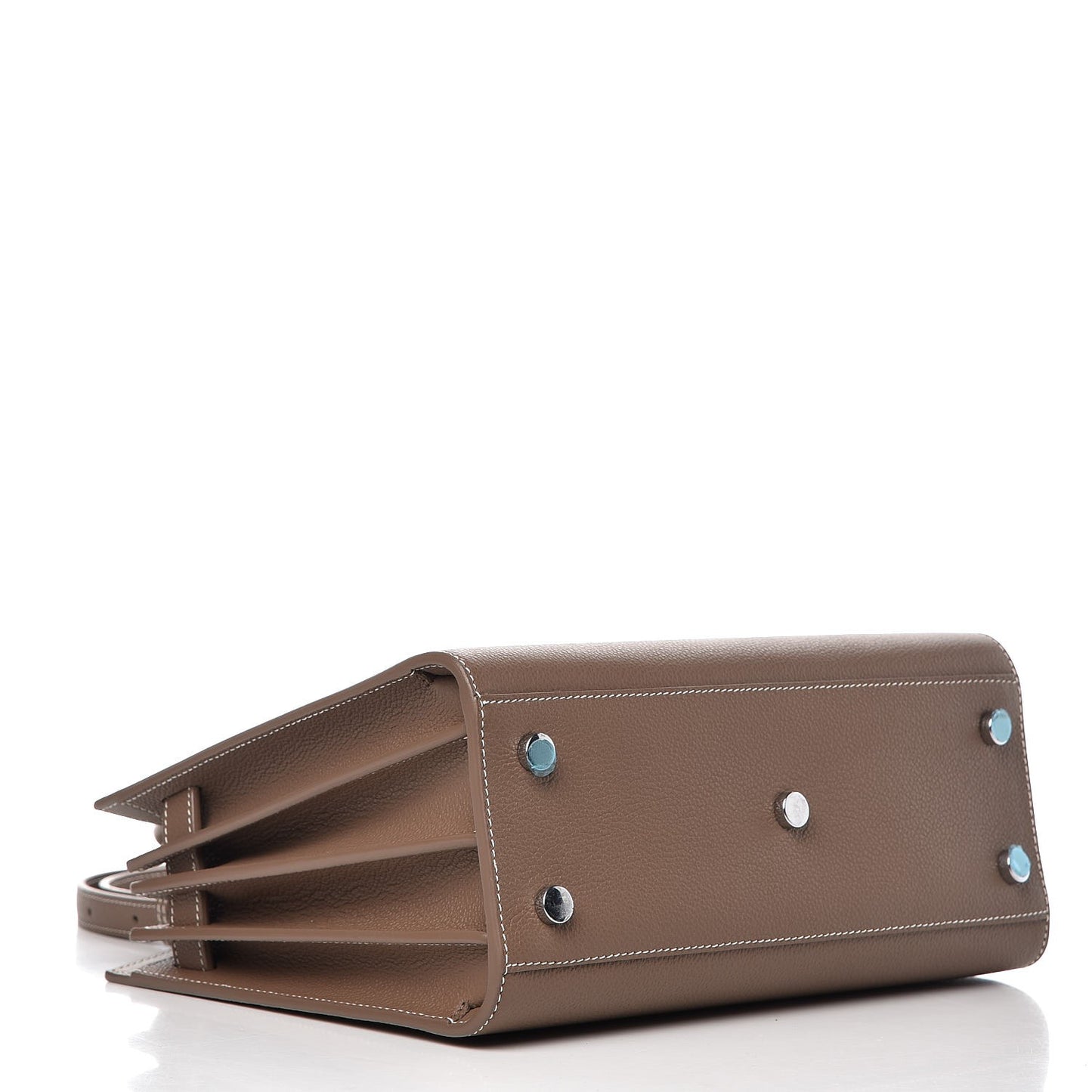 Grained Calfskin Topstich Baby Sac De Jour Taupe