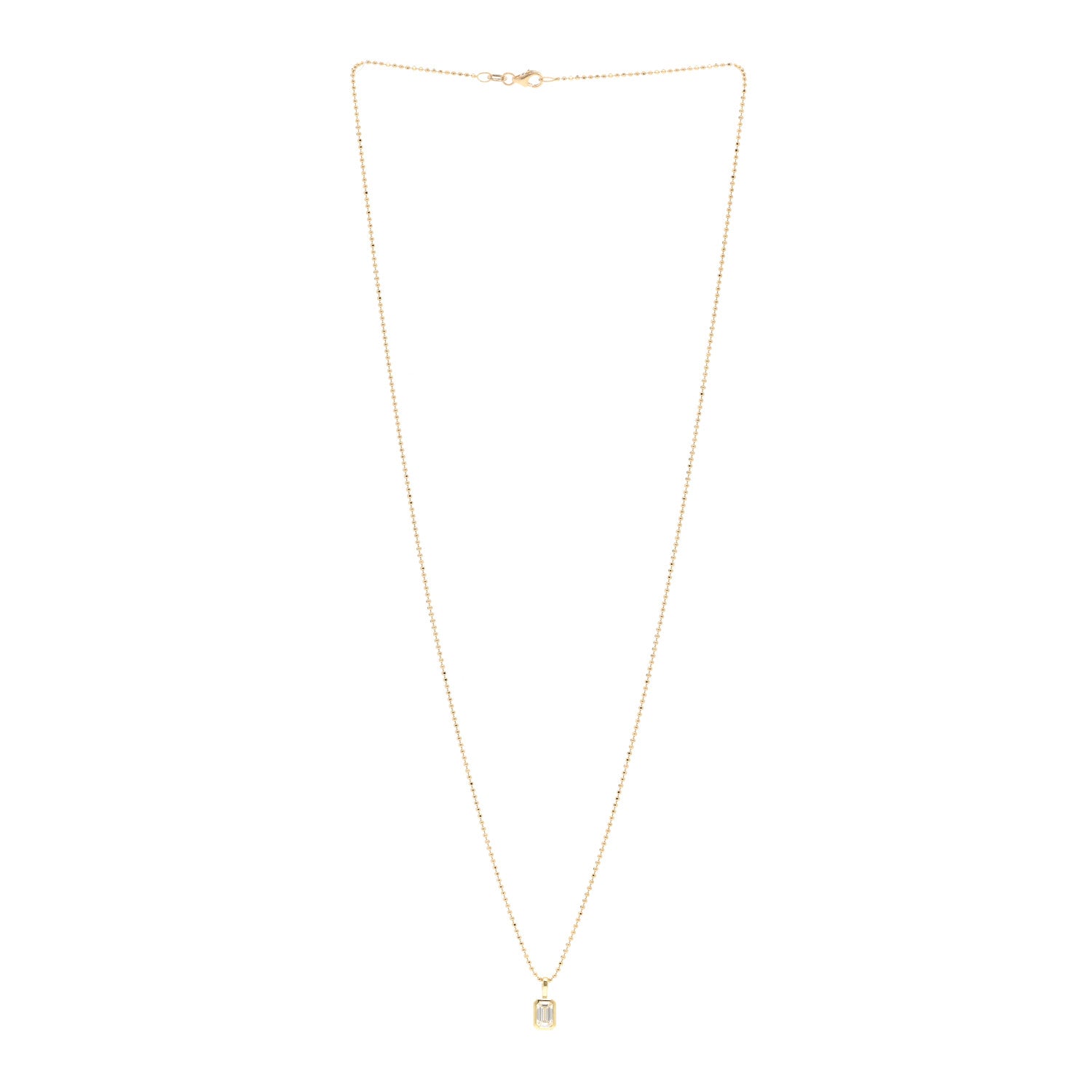 Anita Ko 18K Yellow Gold Diamond Emerald Cut Bezeled Pendant Necklace 3 of 4
