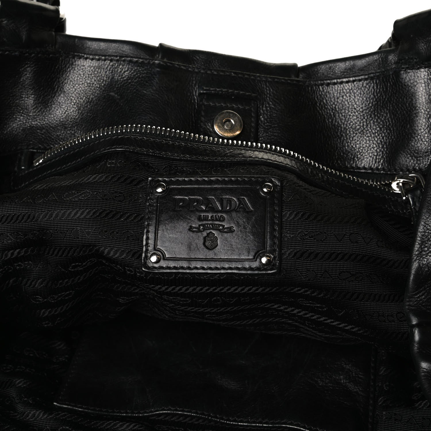 Prada Soft Calf Pleated Shoulder Bag Black 5 of 16