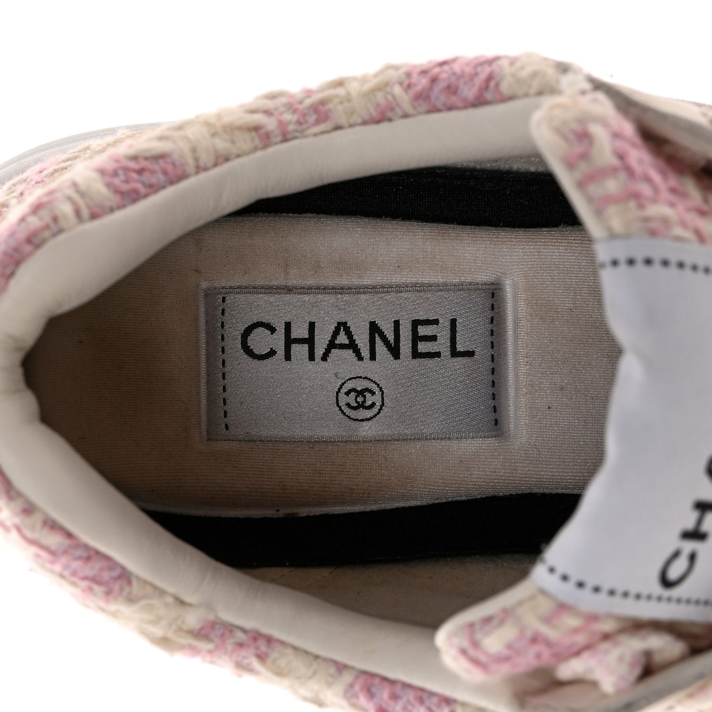 Tweed Suede Calfskin Womens CC Sneakers 40 Pink Ecru
