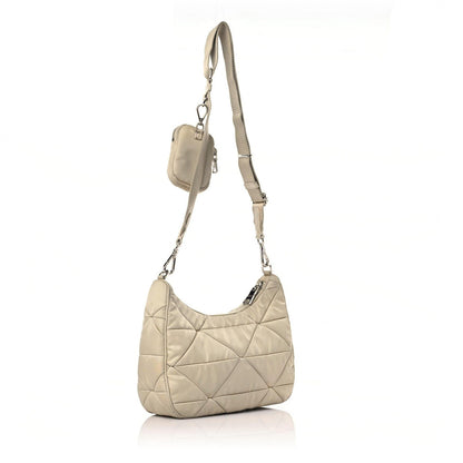 Prada Re-Nylon Triangle Quilted Padded Patchwork System Shoulder Bag Deserto 3 of 12
