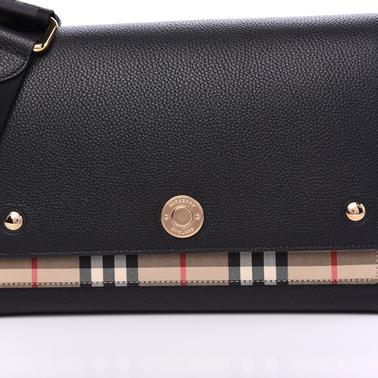 Burberry Grainy Calfskin Vintage Check Note Crossbody Bag Black 8 of 8
