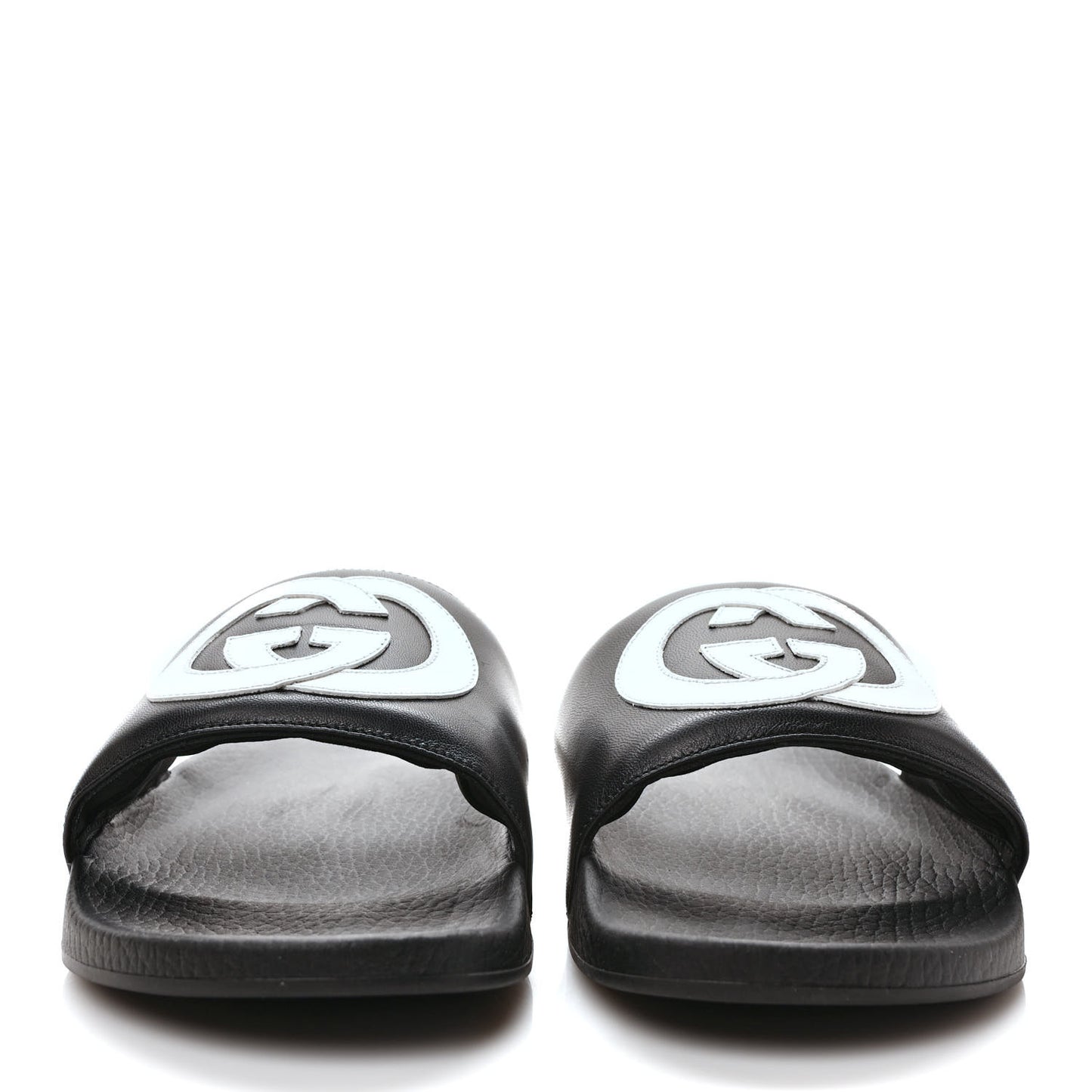 Nappa Miro Soft Calfskin Interlocking G Mens Slide Sandals 9 Black White