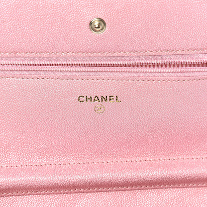 Chanel Iridescent Caviar Quilted Wallet on Chain WOC Rose Pink 5 of 11