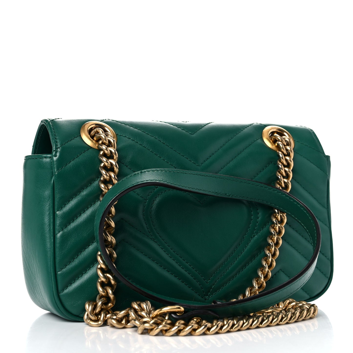 Calfskin Matelasse Mini GG Marmont Shoulder Bag Emerald Green