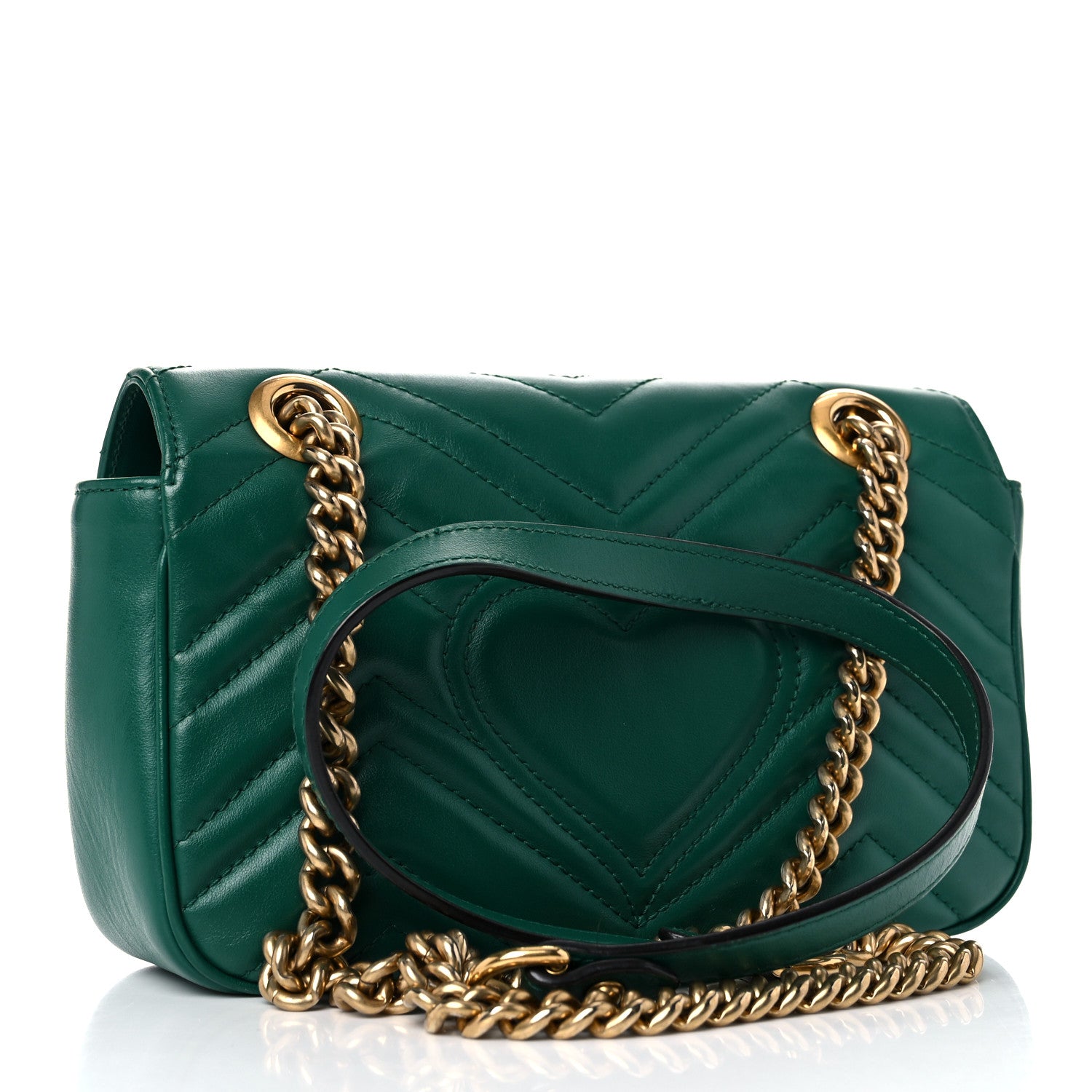 Gucci Calfskin Matelasse Mini GG Marmont Shoulder Bag Emerald Green 3 of 18