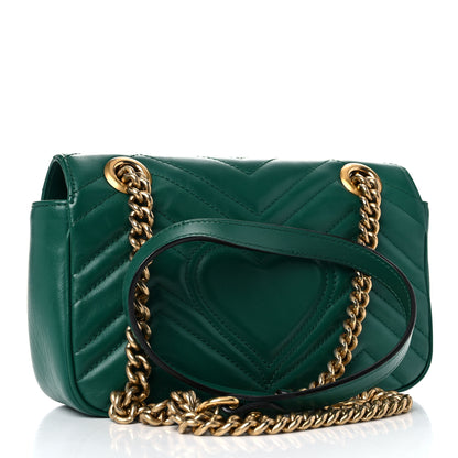 Gucci Calfskin Matelasse Mini GG Marmont Shoulder Bag Emerald Green 3 of 18