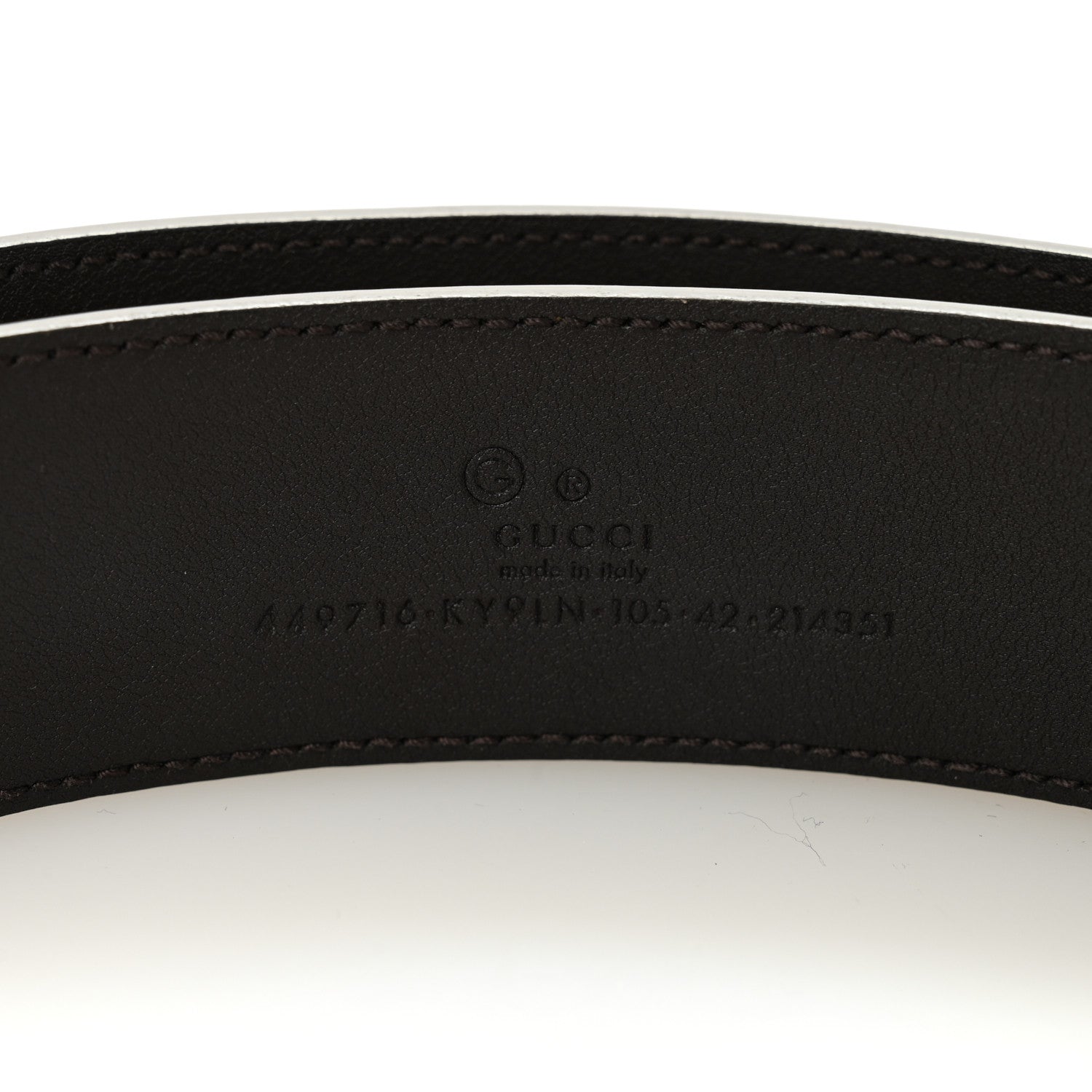 Gucci Monogram Dollar Calfskin 40mm Belt 105 42 Beige Ebony Testa Di Moro 3 of 5