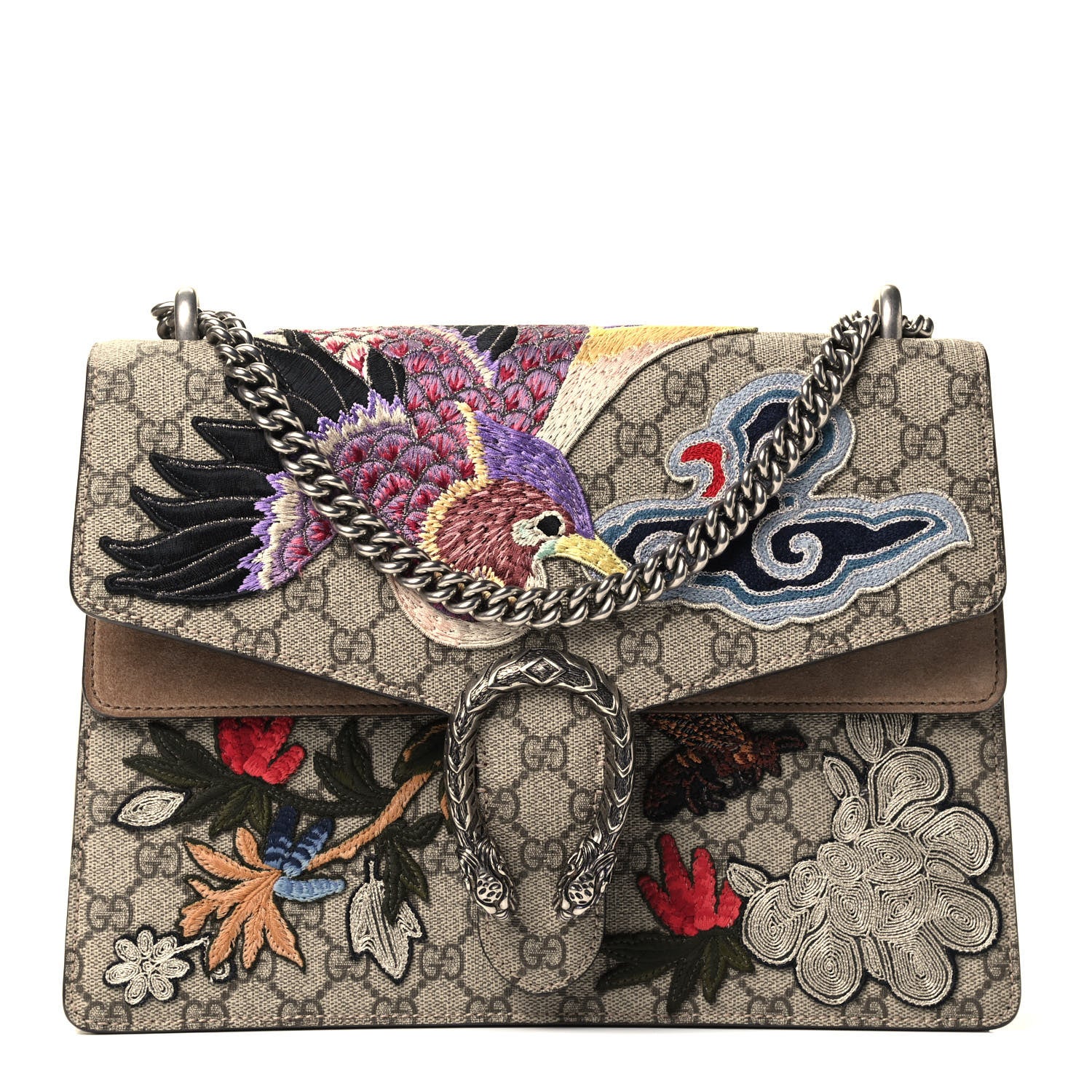 Gucci GG Supreme Monogram Embroidered Medium Dionysus Shoulder Bag Taupe 1 of 4