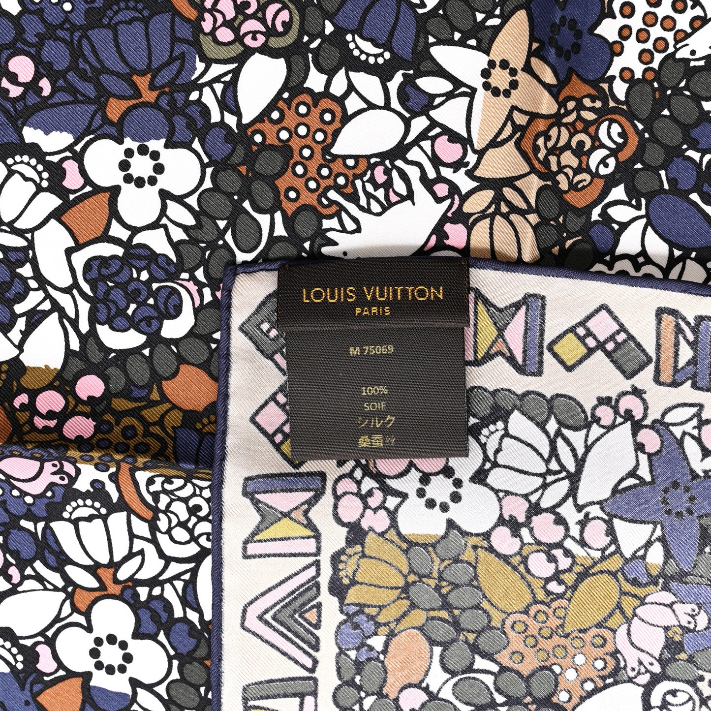 Silk Floral Print Square Scarf Multicolor