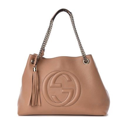 Gucci Pebbled Calfskin Medium Soho Chain Shoulder Bag Camelia 1 of 18