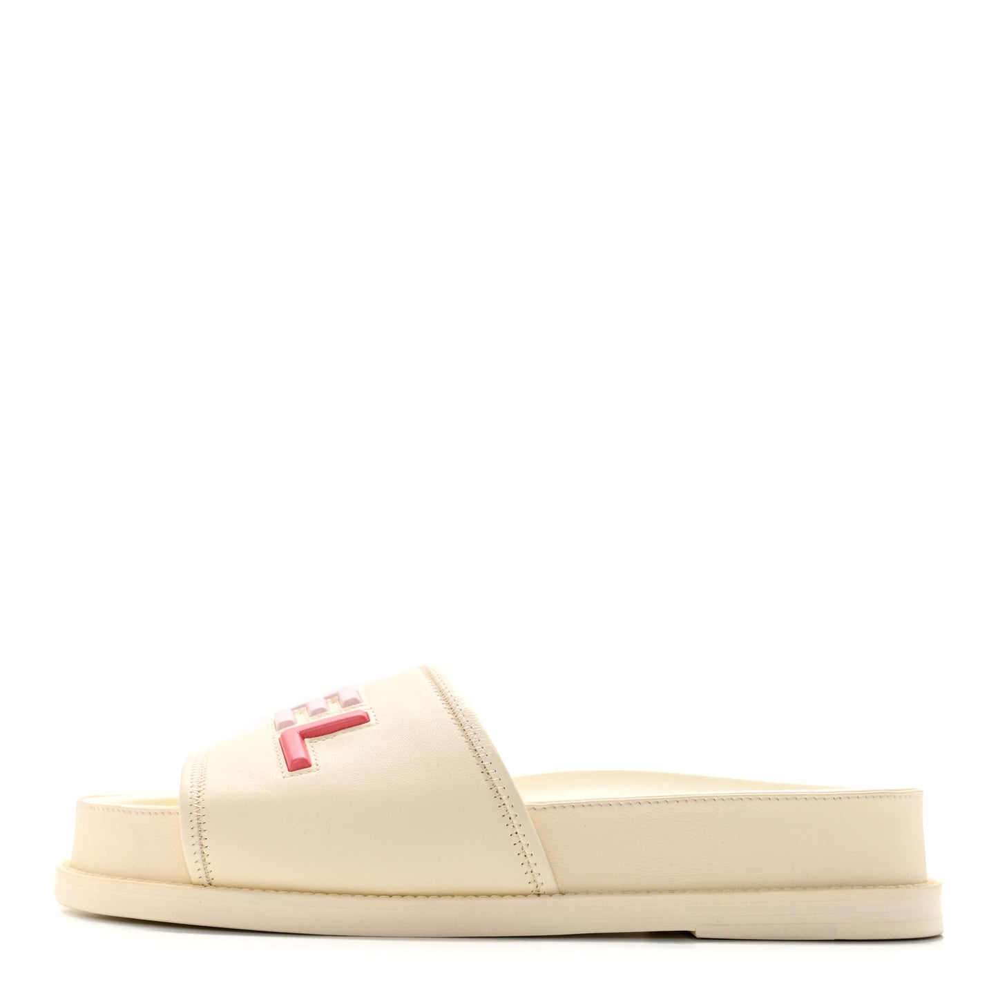 Lambskin Cha-Nel Mule Sandals 39.5 Ivory Multicolor