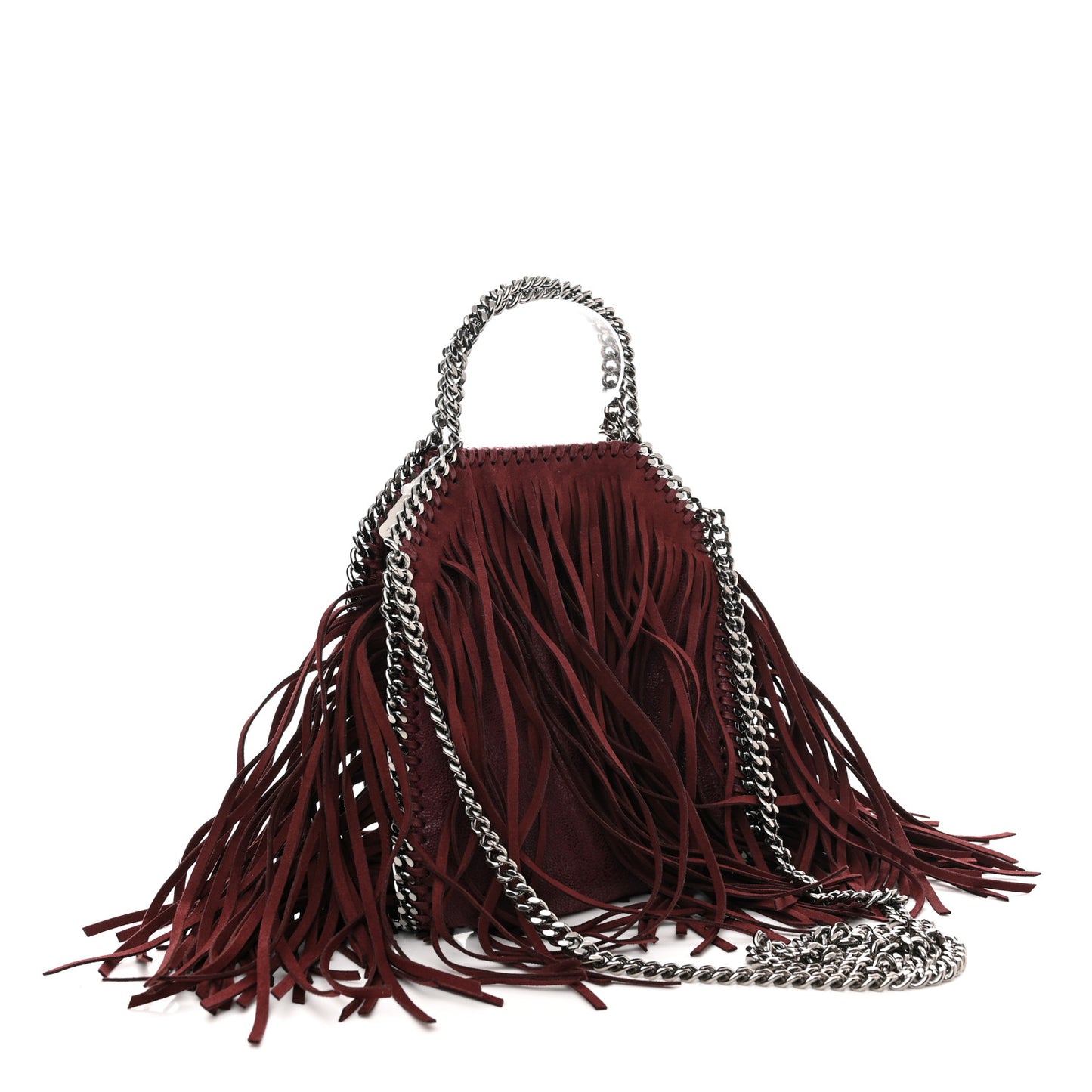 Shaggy Deer Fringe Tiny Falabella Tote Plum