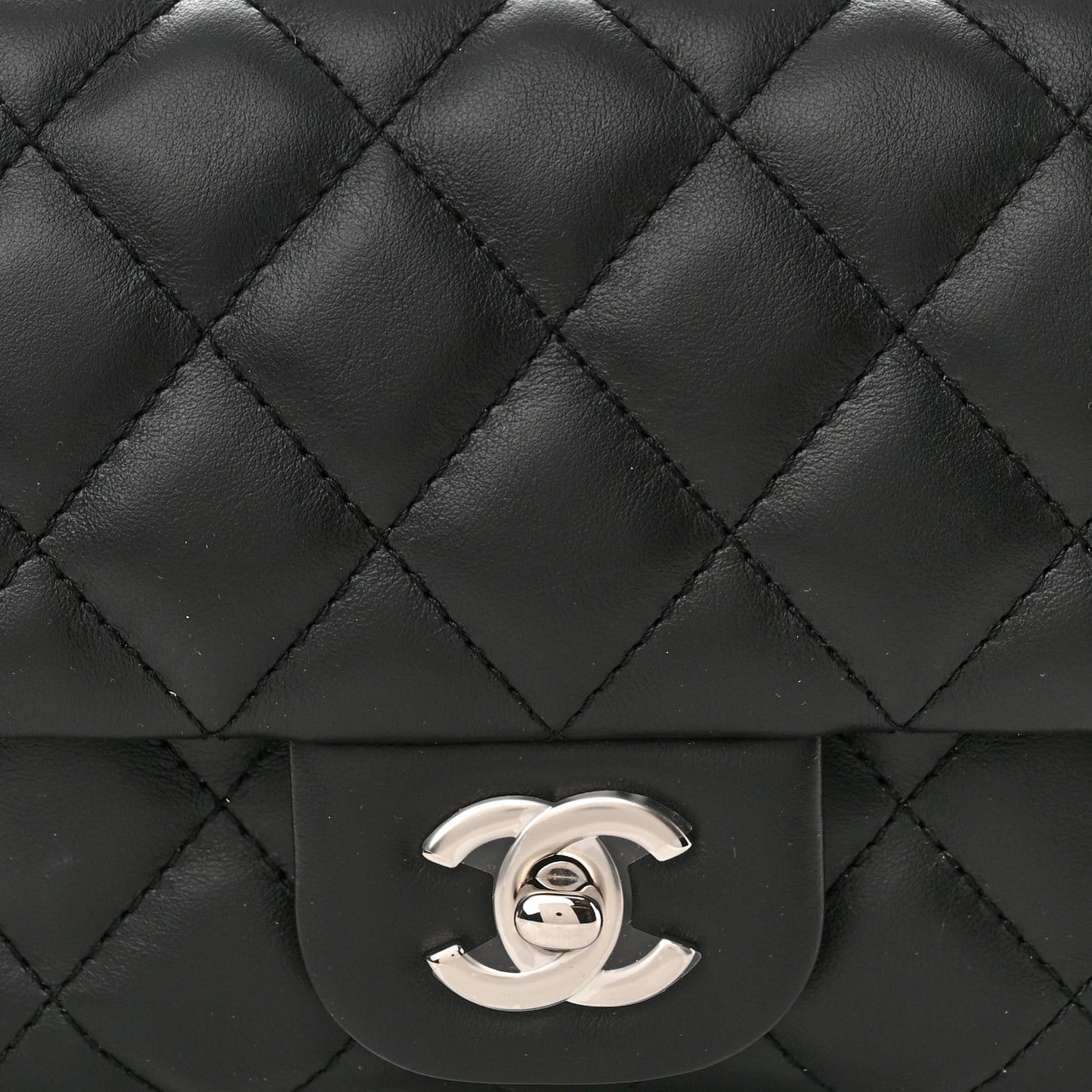 Calfskin Quilted CC Uniform Flap Belt Bag Black