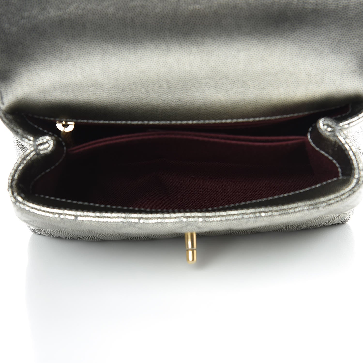 Chanel Metallic Caviar Quilted Mini Coco Handle Flap Silver 5 of 10