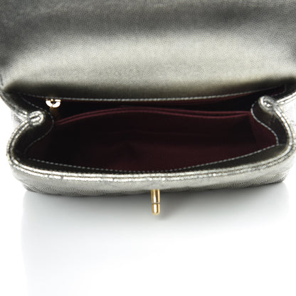 Chanel Metallic Caviar Quilted Mini Coco Handle Flap Silver 5 of 10