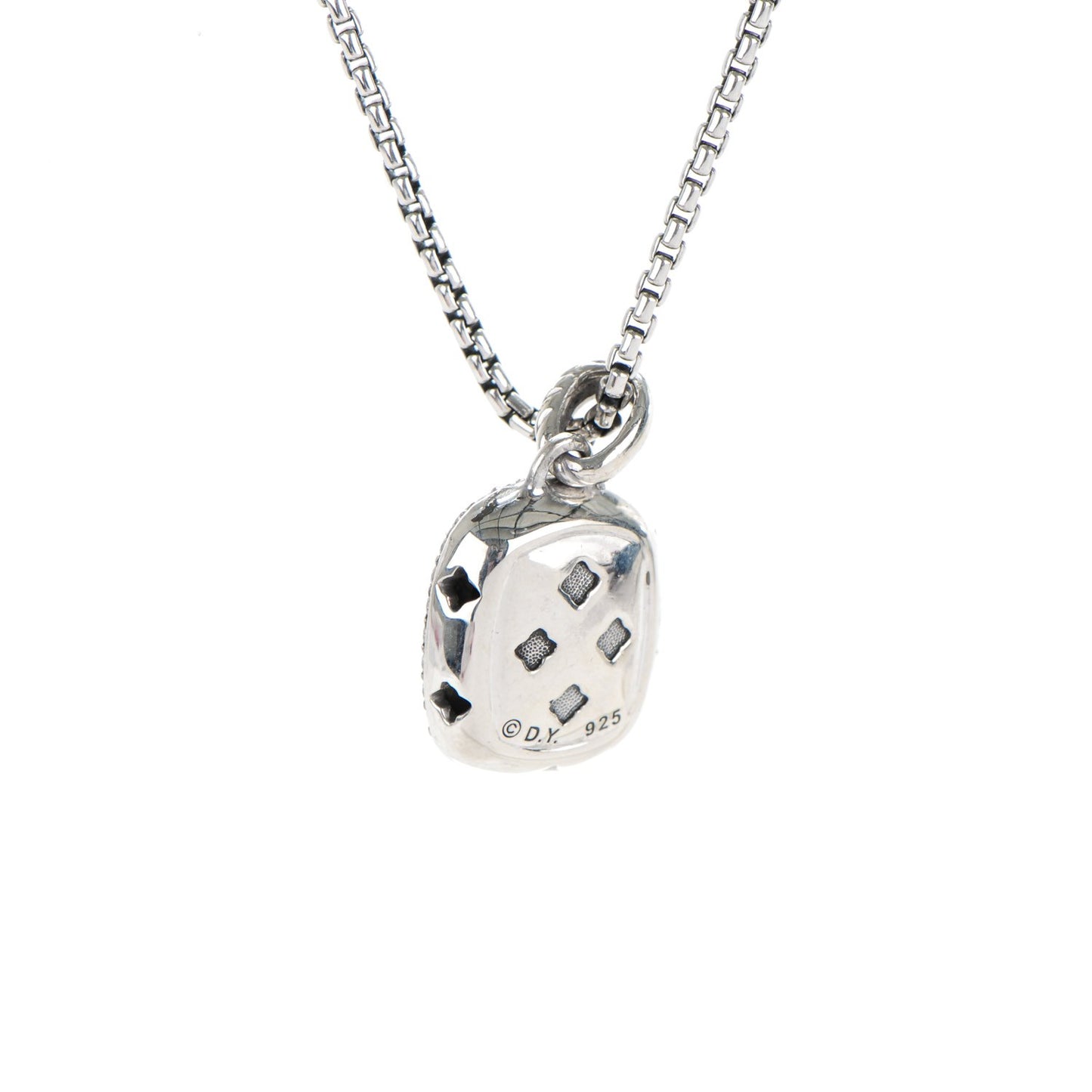 Sterling Silver Pave Diamond Black Onyx 12mm Noblesse Pendant Necklace