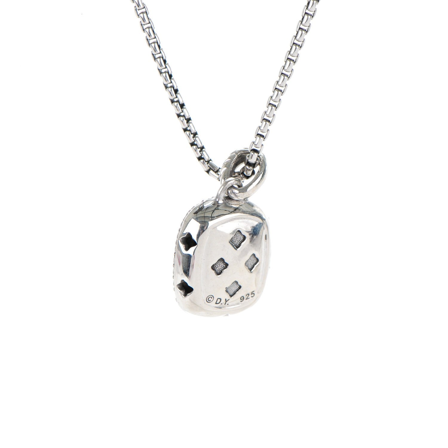 David Yurman Sterling Silver Pave Diamond Black Onyx 12mm Noblesse Pendant Necklace 5 of 7